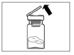 Снимите покровную пленку с лотка, содержащего набор для инъекции.  Из флакона, содержащего препарат Сандостатин® ЛАР, снимите колпачок.