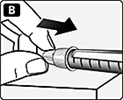 После того как игла закрыта, осторожно прижмите внешний колпачок до упора, затем открутите иглу. 