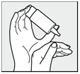 При использовании поддерживайте контейнер КОМОД другой рукой, как это показано на рисунке.