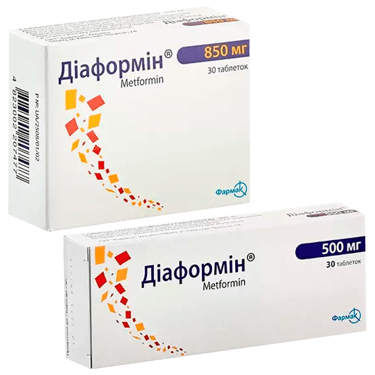 Діаформін таблетки 500 мг, 850 мг