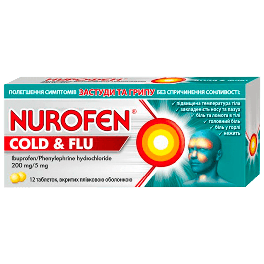 Нурофєн Колд Флю 200 мг/5 мг, 12 таблеток