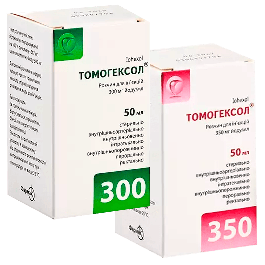 Томогексол розчин 240 мг йоду/мл, 300 мг йоду/мл, 350 мг йоду/мл